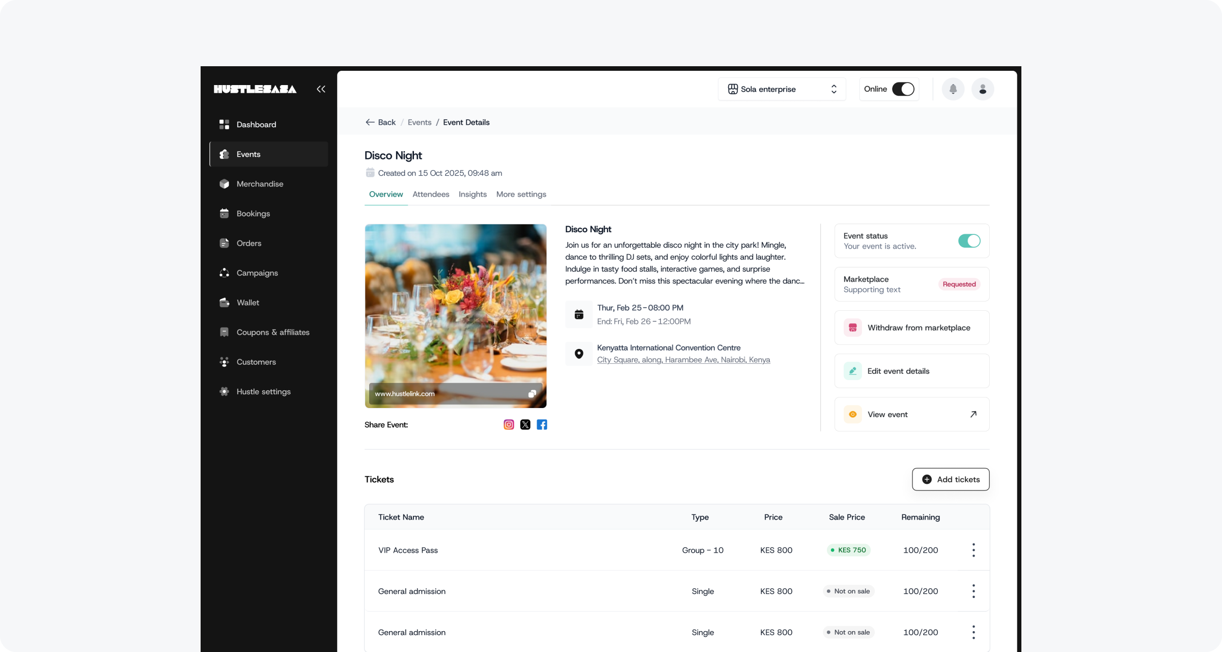 Event Dashboard